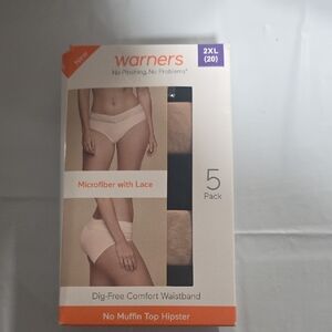 Warner's Microfiber Hipster Underwear 5-Pack - Black and Tan